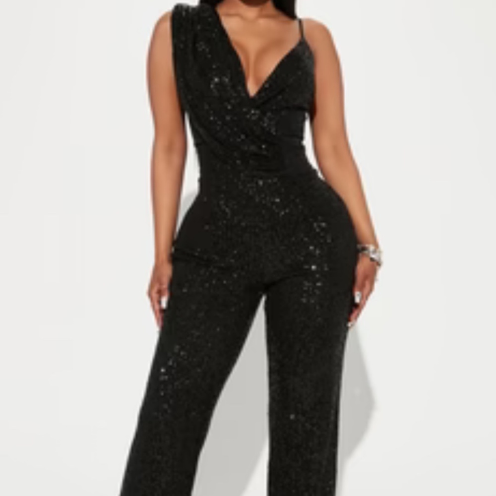 Black sequin jumpsuit
